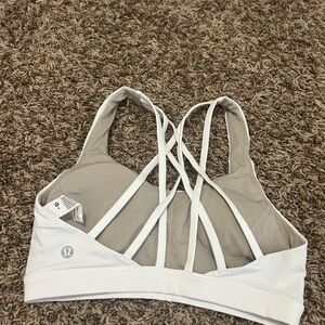 Lululemon Athletica White and Gray Multi-Strap Sports Bra